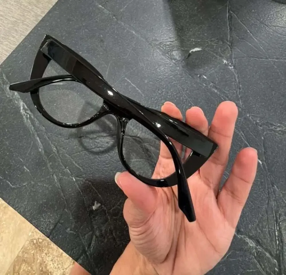Cat Eye Rhinestone Embellished Black Frame Glasses
